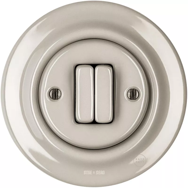 PORCELAIN WALL LIGHT SWITCH ASH GREY DOUBLE