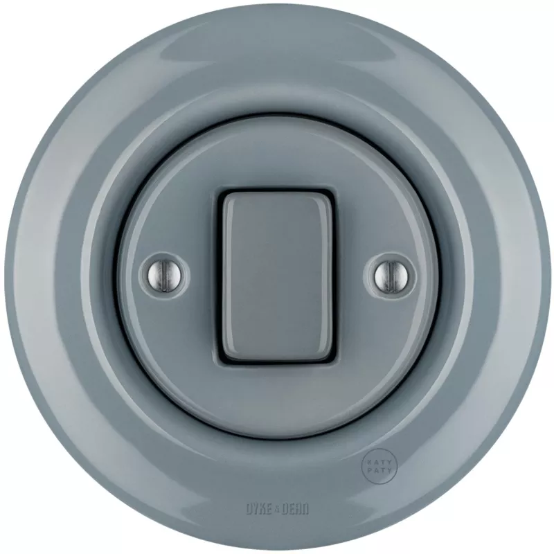 PORCELAIN WALL LIGHT SWITCH DARK BLUE FAT BUTTON